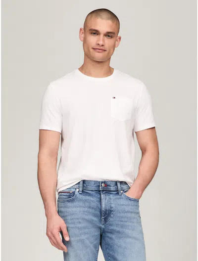 Tommy Hilfiger Structured Knit Crew Neck Short Sleeve T-shirt In White