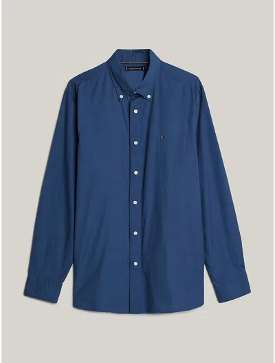 Tommy Hilfiger Solid Poplin Regular Fit Shirt In Aegean Sea