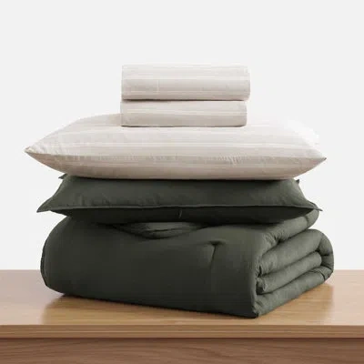 Tommy Hilfiger Solid Reversible Comforter Bonus Set In Green