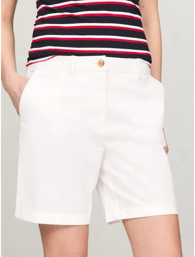 Tommy Hilfiger Solid Stretch Cotton 7" Chino Short In Optic White