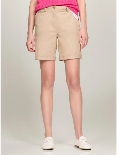 Tommy Hilfiger Solid Stretch Cotton Chino Short In Khaki Sand
