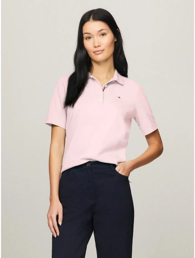 Tommy Hilfiger Solid Stretch Cotton Polo In Cradle Pink