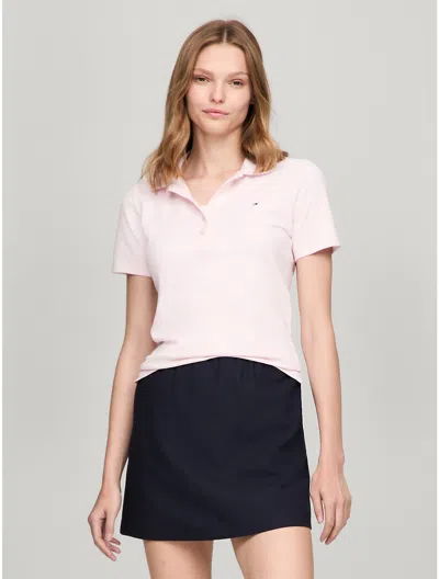Tommy Hilfiger Solid Stretch Cotton Polo In Cradle Pink