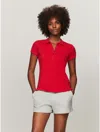 Tommy Hilfiger Solid Stretch Cotton Polo In Primary Red