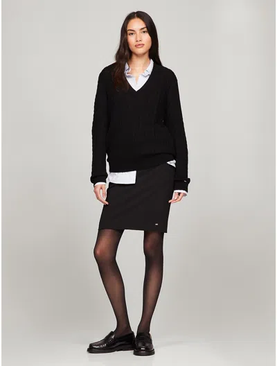 Tommy Hilfiger Solid Stretch Pencil Skirt In Black