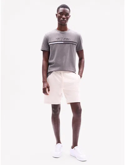 Tommy Hilfiger Solid Tommy Sweatshort In Beige Heather