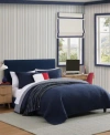 Tommy Hilfiger Solid Washed Microfiber Quilt Sets In Blue