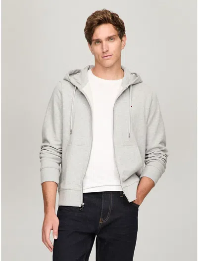 Tommy Hilfiger Solid Zip Hoodie In Grey Heather