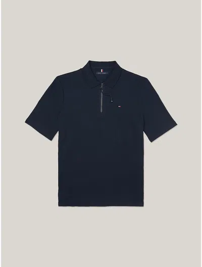 Tommy Hilfiger Solid Zip Polo In Navy