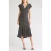 Tommy Hilfiger Splatter Dot Chiffon Jersey Dress In Black Cream