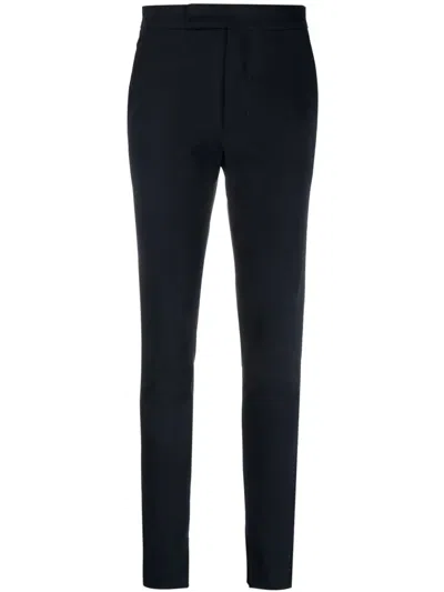 Tommy Hilfiger Split-hem Cotton Slim-fit Trousers In Blue