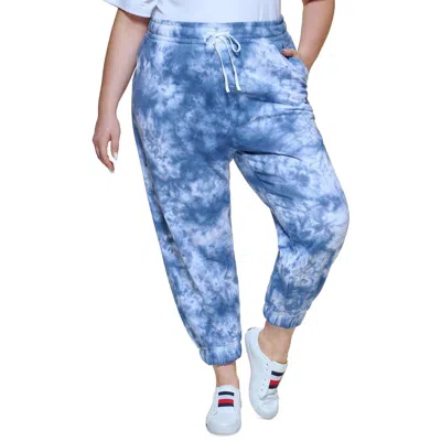 Tommy Hilfiger Sport Plus Womens Logo Tie Dye Jogger Pants In Blue