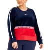 Tommy Hilfiger Sport Plus Womens Velour Fitness Sweatshirt In Multi