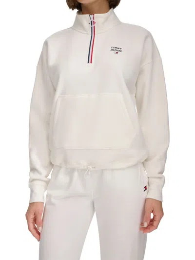 Tommy Hilfiger Sport Women's Logo Fleece Sweatshirt In Eggshell