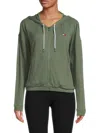 Tommy Hilfiger Sport Women's Waffle Front Zip Hoodie In Black