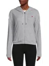 Tommy Hilfiger Sport Women's Waffle Front Zip Hoodie In Pearl Grey