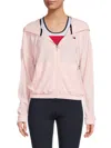 Tommy Hilfiger Sport Women's Waffle Front Zip Hoodie In Powder Pink