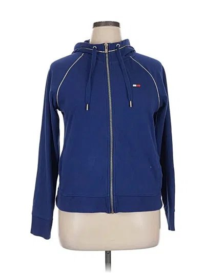 Pre-owned Tommy Hilfiger Sport Zip Up Hoodie In Blue