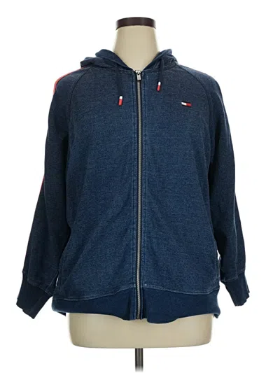Pre-owned Tommy Hilfiger Sport Zip Up Hoodie In Blue