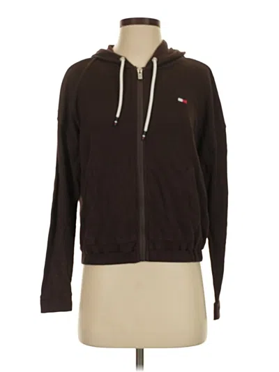 Pre-owned Tommy Hilfiger Sport Zip Up Hoodie In Brown