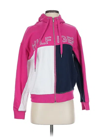 Pre-owned Tommy Hilfiger Sport Zip Up Hoodie In Pink