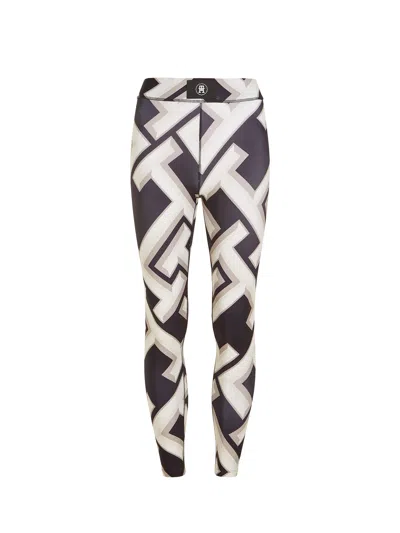 Tommy Hilfiger Sports Leggings With Chevron Pattern In Bevelled Monogram/black Oversi