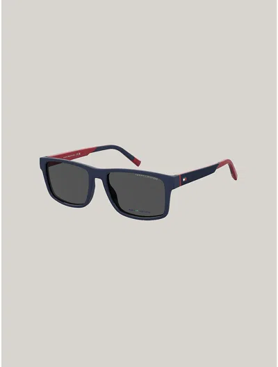 Tommy Hilfiger Sporty Rectangle Sunglasses In Blue Red
