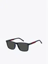 Tommy Hilfiger Sporty Rectangle Sunglasses In Navy / Red