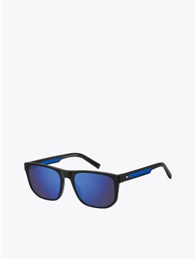 Tommy Hilfiger Sporty Square Sunglasses In Navy / Blue Lens
