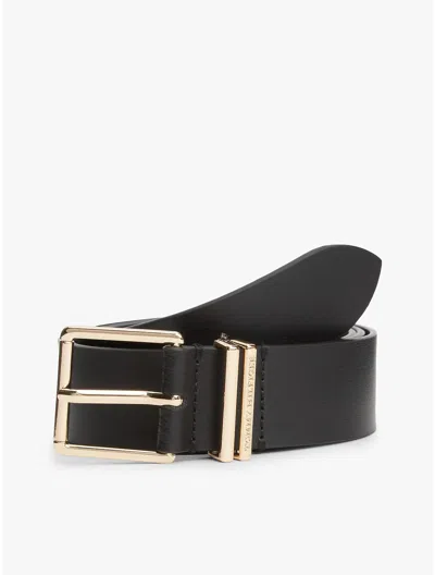 Tommy Hilfiger Square Buckle Leather Belt In Black