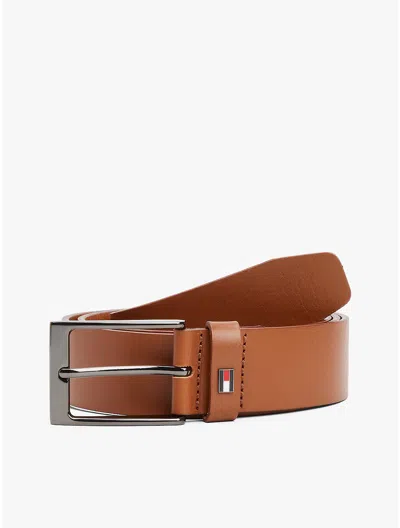 Tommy Hilfiger Square Buckle Leather Belt In Cognac