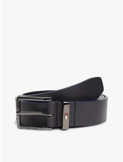Tommy Hilfiger Square Buckle Smooth Leather Belt In Orange