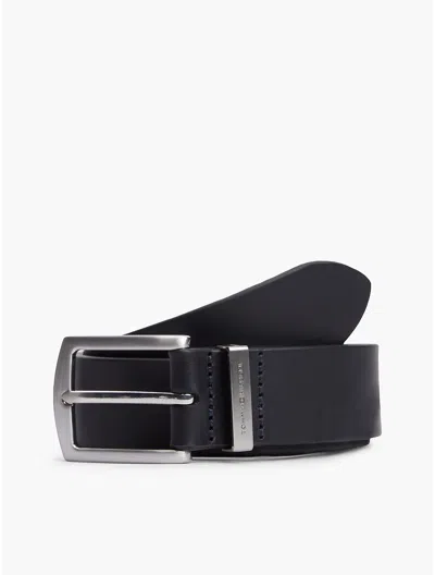 Tommy Hilfiger Square Buckle Smooth Leather Belt In Space Blue