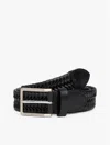 Tommy Hilfiger Square Buckle Woven Leather Belt In Black