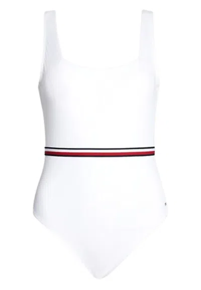 Tommy Hilfiger Square Neck One Piec Costume In Bianco
