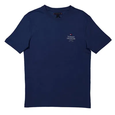Tommy Hilfiger Stack Logo Cotton T-shirt In Blue