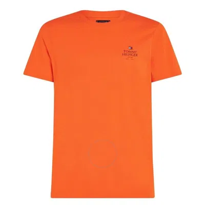 Tommy Hilfiger Stack Logo Cotton T-shirt In Orange