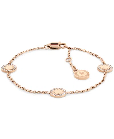 Tommy Hilfiger Stationed Crystal Pendant Bracelet In Gold Plate