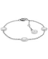 Tommy Hilfiger Stationed Crystal Pendant Bracelet In Silver