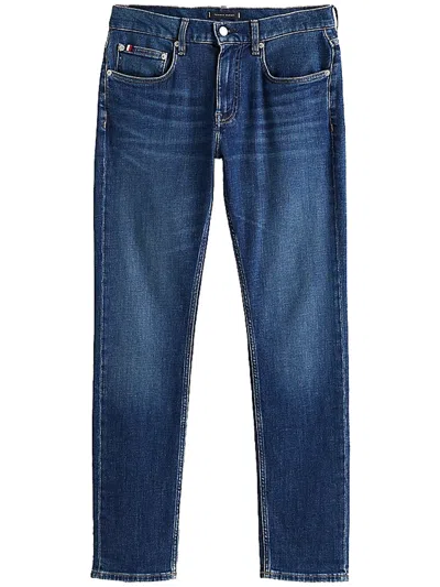 Tommy Hilfiger Straight Denton Jeans With Mustache In Blue