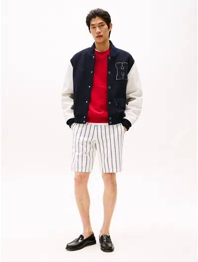 Tommy Hilfiger Straight Fit Stripe Twill 9" Chino Short In Ivory Silk