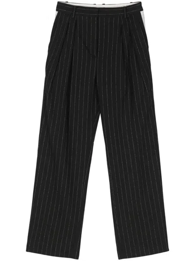 Tommy Hilfiger Straight-leg Pinstriped Trousers In Black
