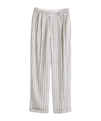 Tommy Hilfiger Straight Striped Pants In White