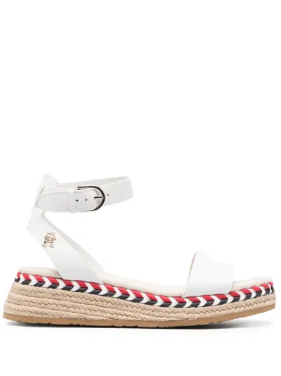 Tommy Hilfiger Strap-detail Leather Espadrilles In White