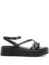 Tommy Hilfiger Strappy Leather Platform Sandals In Black