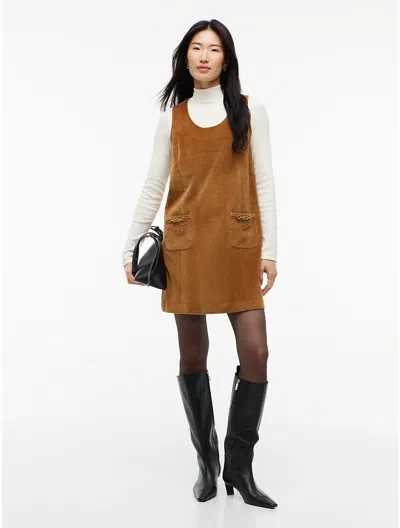 Tommy Hilfiger Stretch Corduroy Mini Shift Dress In Brown