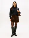 Tommy Hilfiger Stretch Corduroy Pocket Mini Skirt In Brown
