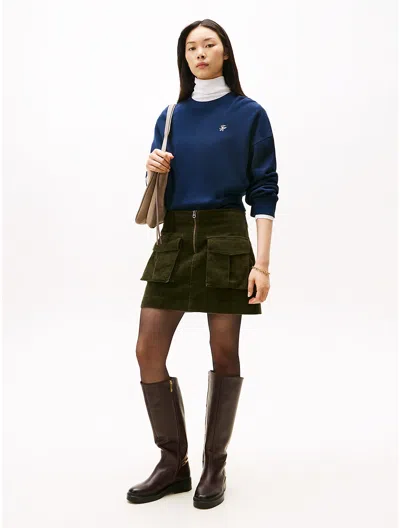 Tommy Hilfiger Stretch Corduroy Pocket Mini Skirt In Green