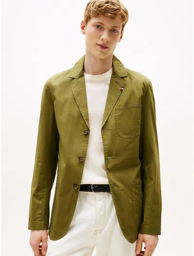 Tommy Hilfiger Stretch Cotton Poplin Blazer In Green