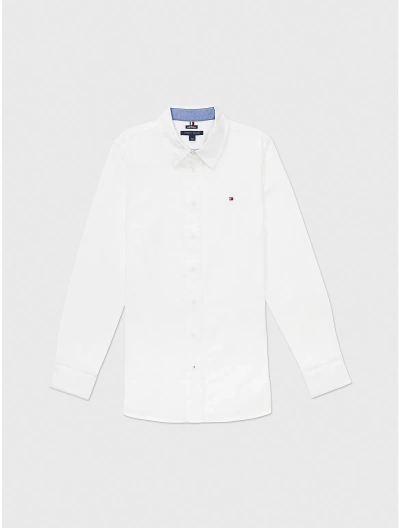 Tommy Hilfiger Stretch Cotton Shirt In Optic White Th